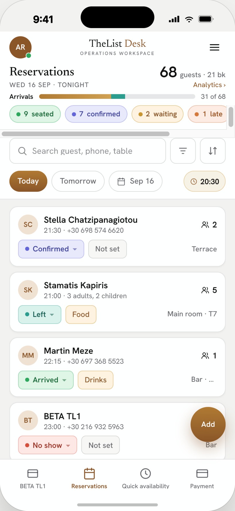 TheList Desk reservations on a phone
