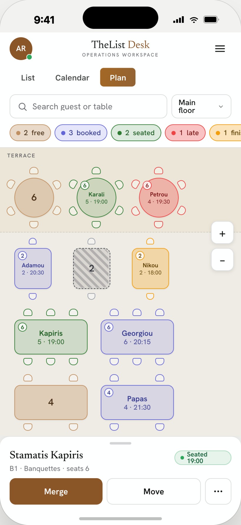 TheList Desk floor plan on a phone